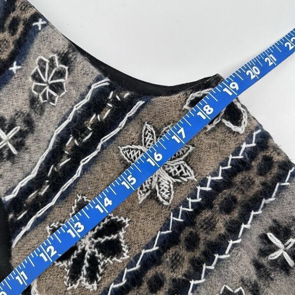 Vintage Jane Ashley Vest Wool Woven Knit Cotton Lined Floral Embroidery Size M - Picture 7 of 10